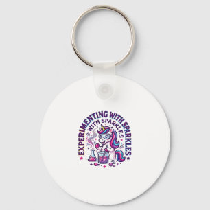 Unicorn Experimenting with Sparkles Commercial Cut Keychain