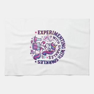 Unicorn Experimenting with Sparkles Commercial Cut Kitchen Towel