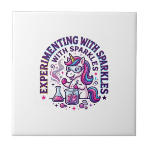 Unicorn Experimenting with Sparkles Commercial Cut Tile