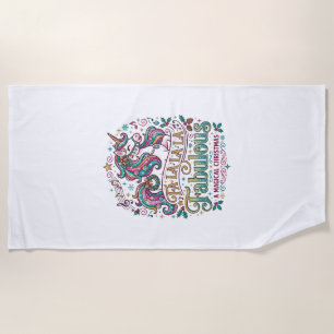 Unicorn Fa La La La Fabulous White Background Cute Beach Towel