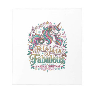 Unicorn Fa La La La Fabulous White Background Cute Notepad