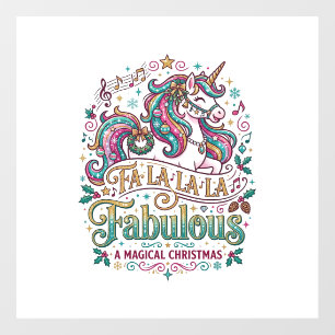 Unicorn Fa La La La Fabulous White Background Cute Window Cling