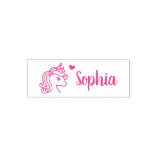 Unicorn Face and Heart, Girls Self-inking Stamp
