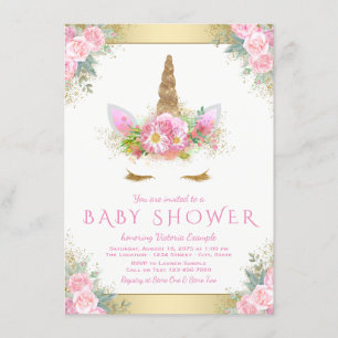 Unicorn Face Baby Shower Invitations