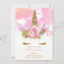 Unicorn Face Birthday Invitation