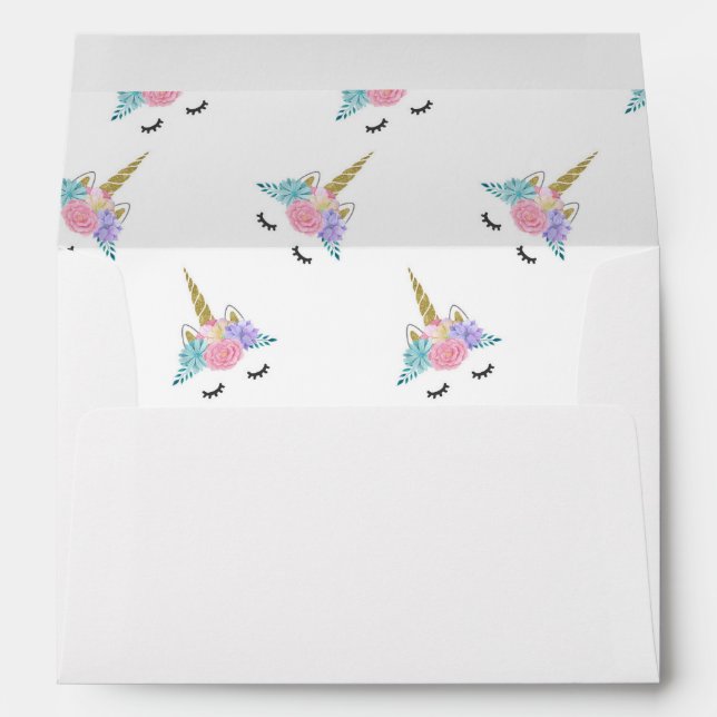 Unicorn Face Blanc Enveloppes A7 pour 5x7 Invitati (Dos (Bas))