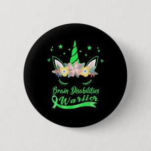 Unicorn Face Brain Disabilities Awareness 2 Inch Round Button