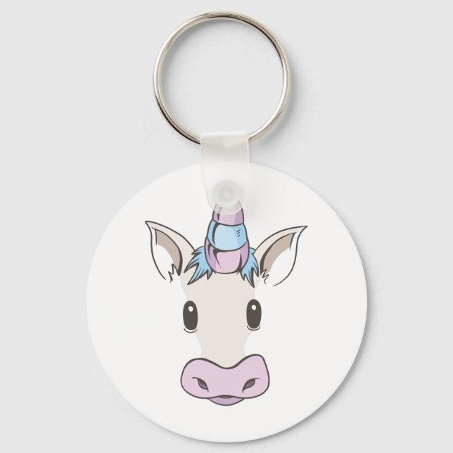 Unicorn Face Button Keychain (Front)