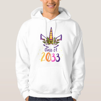Unicorn Face Class Of 2033 First Day Kindergarten Hoodie