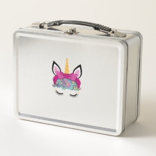 Unicorn Face Costume Magical Birthday Gift for Gir Metal Lunch Box