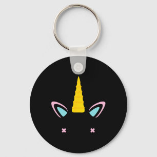 Unicorn Face Cute Eyelashes Smile Halloween Costum Keychain