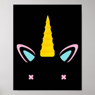 Unicorn Face Cute Eyelashes Smile Halloween Costum Poster