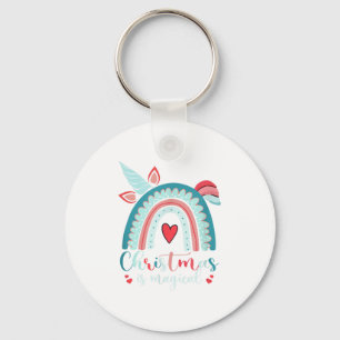 Unicorn Face Cute Rainbow Christmas Is Magical Keychain