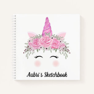 Unicorn Face et Fleurs Carnet Sketchbook