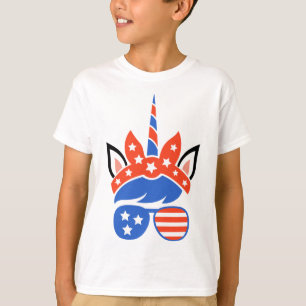 Unicorn Face Eyelashes Gles 4th Of July Independen T-Shirt