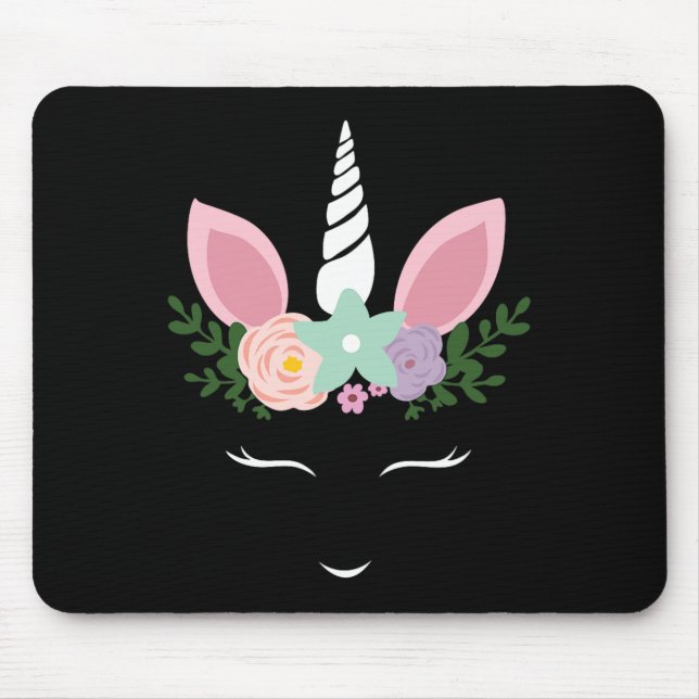 Unicorn Face Eyelashes Halloween Costume With Flow Mouse Pad (Front)
