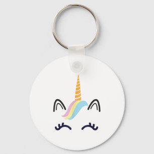 Unicorn Face Eyelashes Smile Halloween Costume Cut Keychain