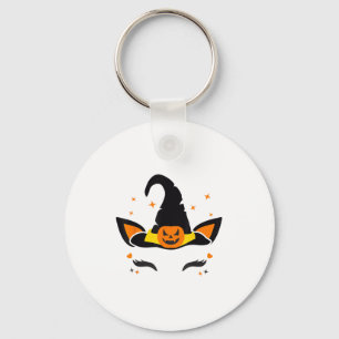 Unicorn Face Eyelashes Witch Pumpkin Scary Hallowe Keychain