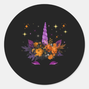 Unicorn Face Halloween Costume Thanksgiving Fall W Classic Round Sticker