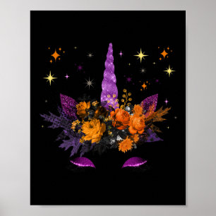 Unicorn Face Halloween Costume Thanksgiving Fall W Poster