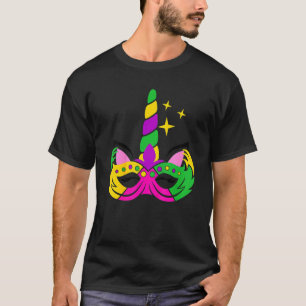 Unicorn Face Mardi Gras Party Mask Costume Girls K T-Shirt
