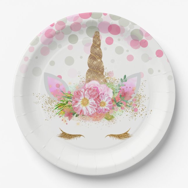 Unicorn Face Paper Plates (Front)