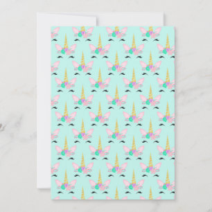 Unicorn Face Pastel Bright Golden Horn Flowers Thank You Card