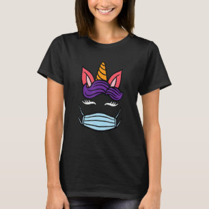 Unicorn Face Respirator Mask Flowers Eyelashes Wom T-Shirt