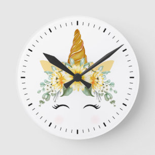 Unicorn Face Round Clock