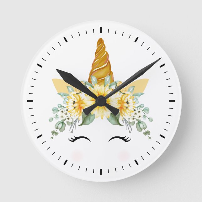 Unicorn Face Round Clock (Front)
