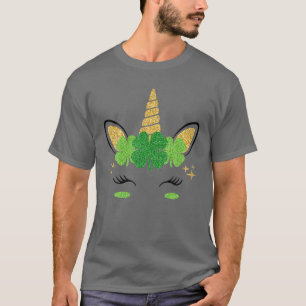 Unicorn Face St Patrick's Day Girls Women Kids Gif T-Shirt