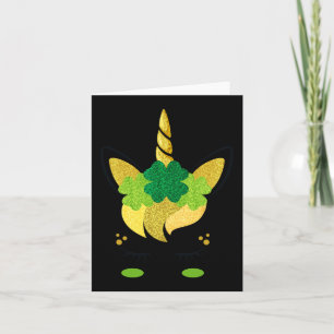 Unicorn Face St Patrick's Day Irish Girls Kids Card