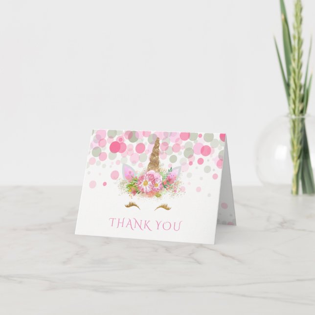 Unicorn Face Thank You Cards (Front)