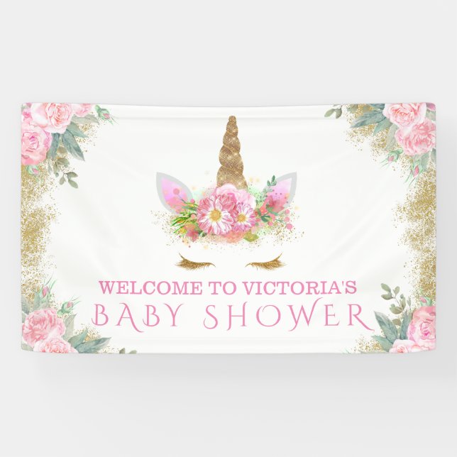 Unicorn Face Unicorn Baby Shower Banner (Horizontal)