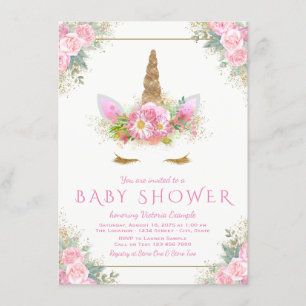 Unicorn Face Unicorn Baby Shower Invitations
