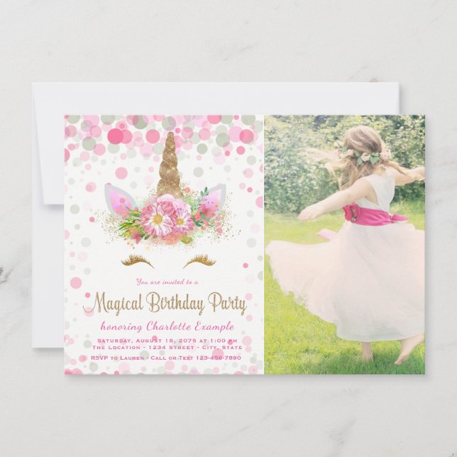 Unicorn Face Unicorn Birthday Party Invitations (Front)