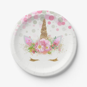 Unicorn Face Unicorn Paper Plates