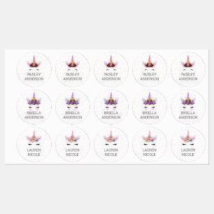 Unicorn Face Variety name stickers