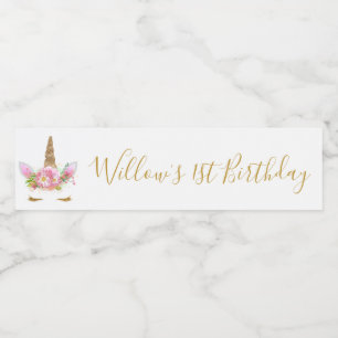 Unicorn Face Water Bottle Lable Label