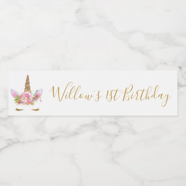 Unicorn Face Water Bottle Lable Label (Single Label)