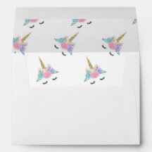 Unicorn Face White Envelopes A7 for 5x7 Invitation