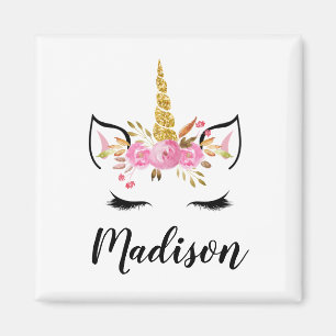 Unicorn Face With Eyelashes Personalized Name Magnet