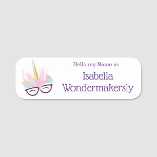 Unicorn Face With Glasses Magical Science Geeky Name Tag