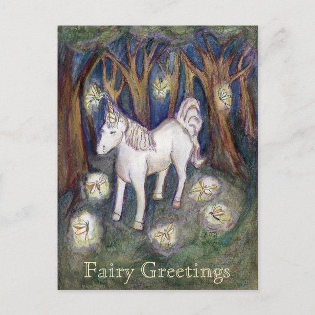 Unicorn Fairy Greeting Customized Postcards (Front)
