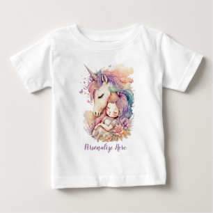 Unicorn Fairy Princess Rainbow Colours Personalize Baby T-Shirt