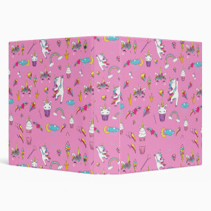 Unicorn Fan Club pattern Pink Binder