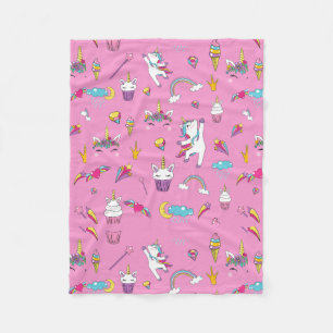 Unicorn Fan Club pattern Pink Fleece Blanket