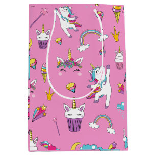 Unicorn Fan Club pattern Pink      Medium Gift Bag