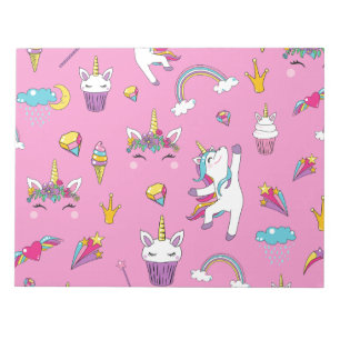 Unicorn Fan Club pattern Pink Notepad