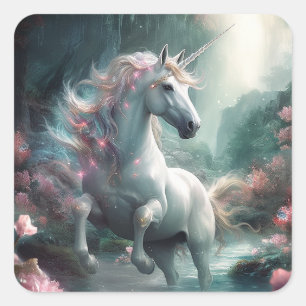 Unicorn Fantasy Art Square Sticker